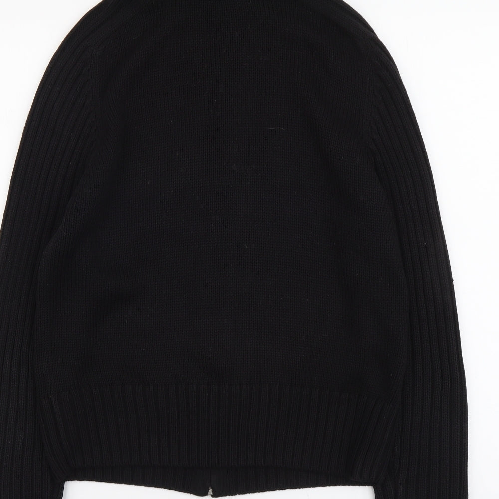 Marks and Spencer Womens Black Collared Acrylic Full Zip Jumper Size 14