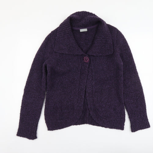 Per Una Womens Purple Collared Acrylic Cardigan Jumper Size M