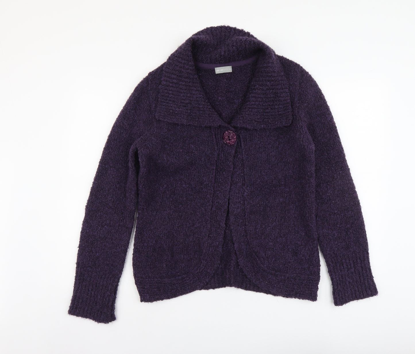 Per Una Womens Purple Collared Acrylic Cardigan Jumper Size M