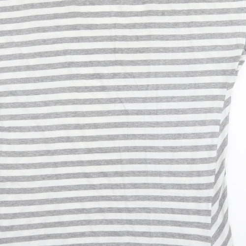 Being Casual Womens Grey Striped Cotton Basic T-Shirt Size 12 Round Neck