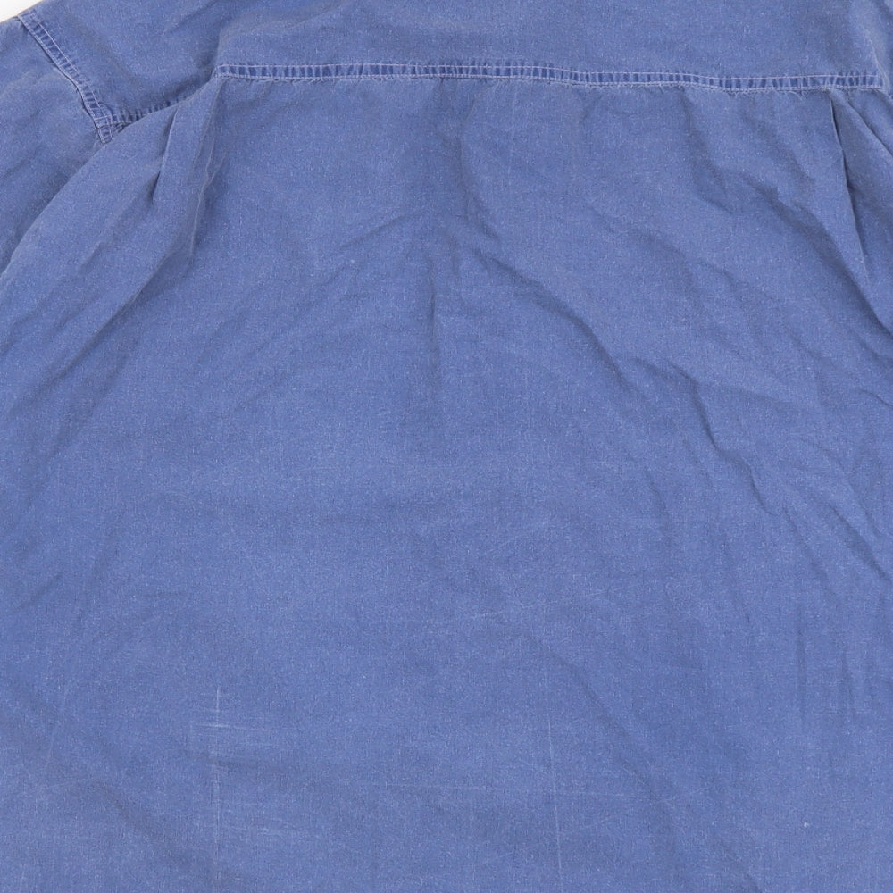 Flex Mens Black Cotton Button-Up Size L Collared Button