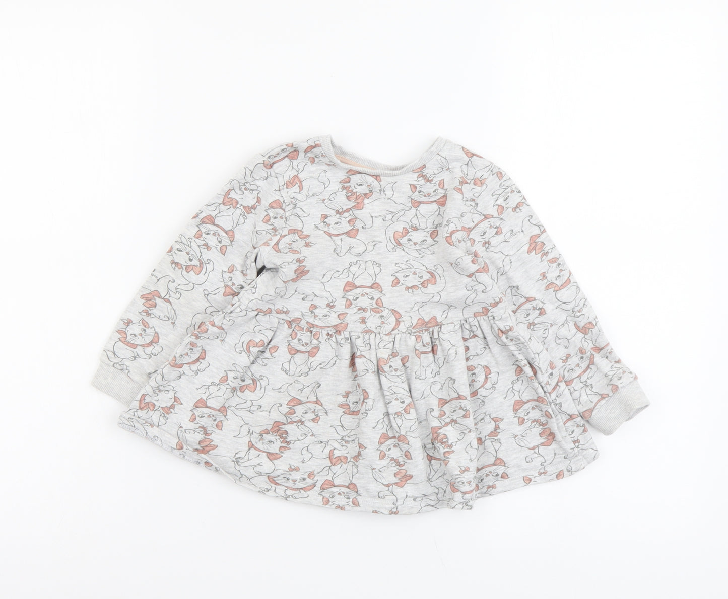 George Girls Grey Geometric Cotton Basic T-Shirt Size 2-3 Years Round Neck Pullover - Aristocats