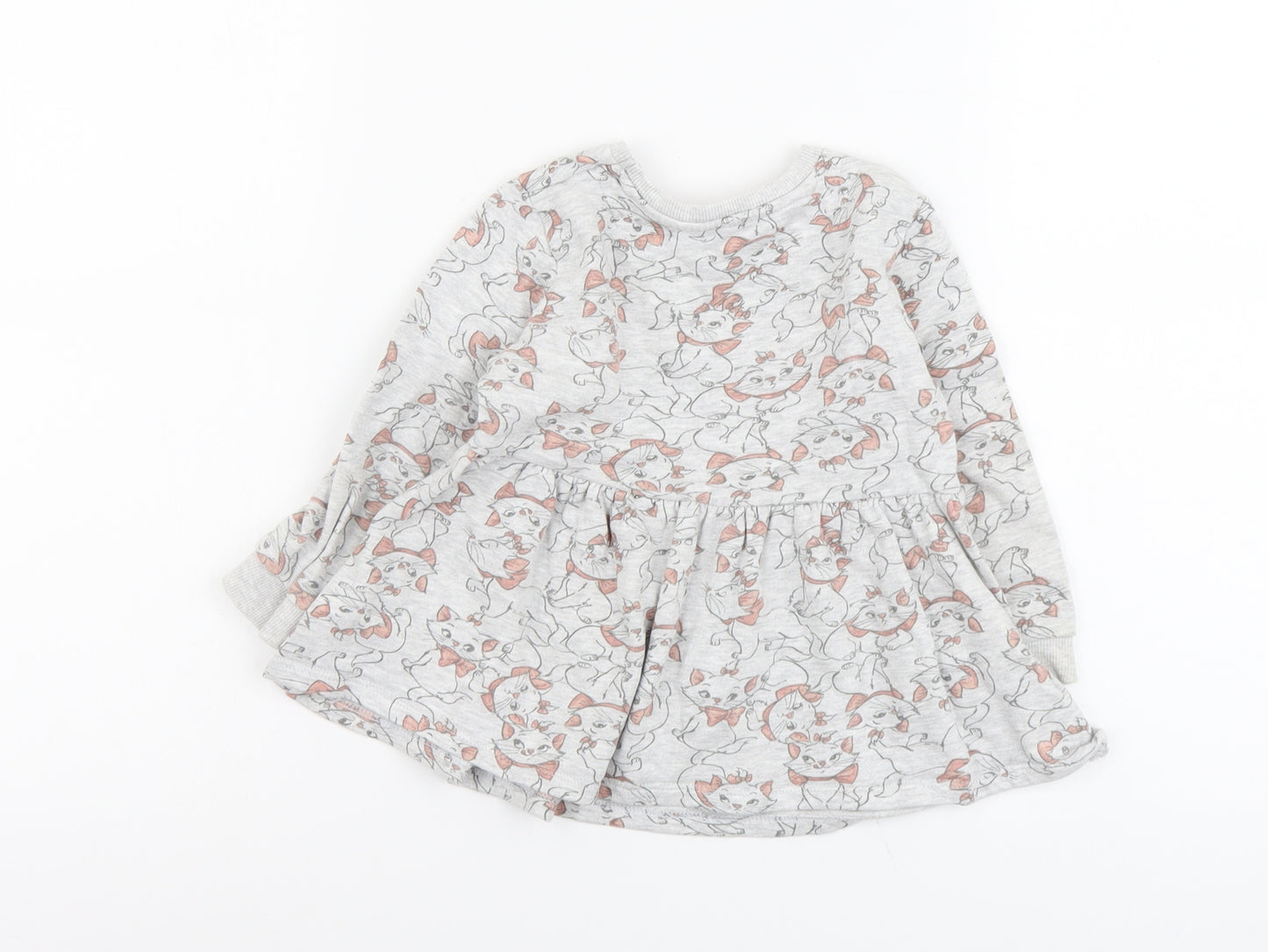 George Girls Grey Geometric Cotton Basic T-Shirt Size 2-3 Years Round Neck Pullover - Aristocats
