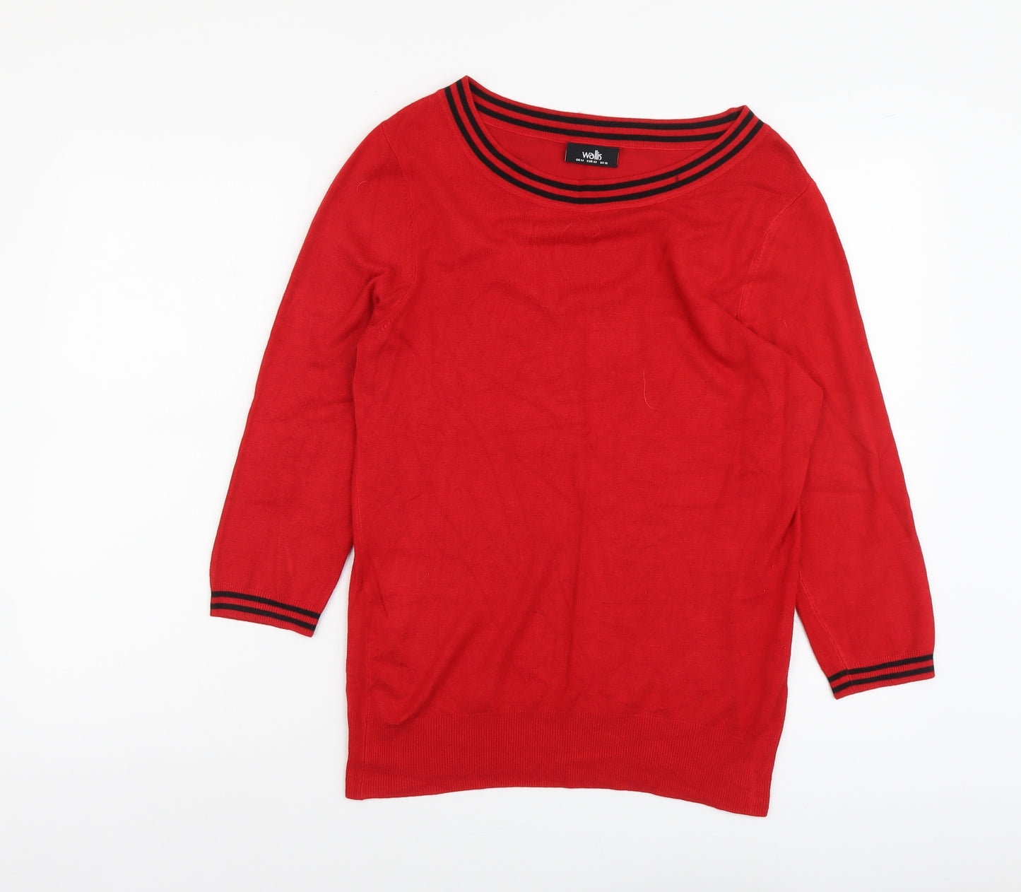 Wallis Womens Red Boat Neck Acrylic Pullover Jumper Size 14