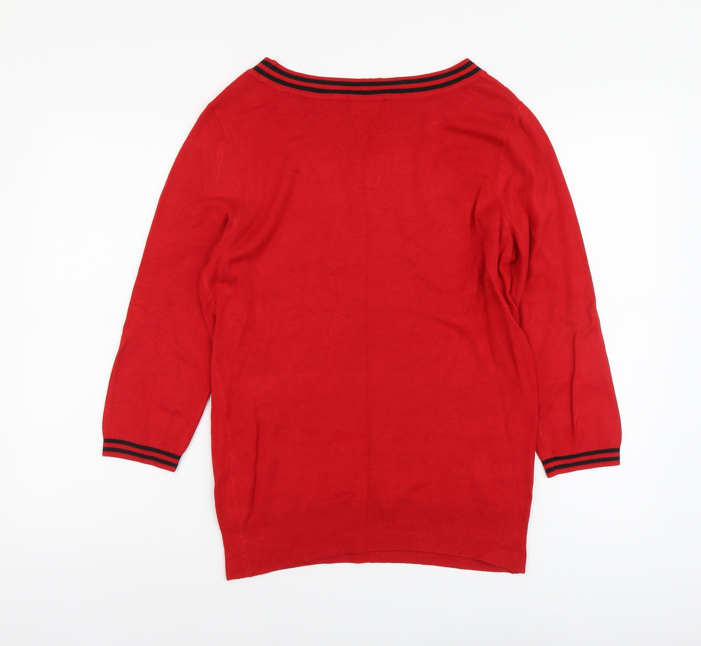 Wallis Womens Red Boat Neck Acrylic Pullover Jumper Size 14