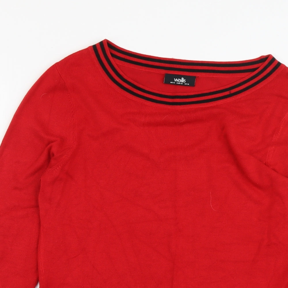 Wallis Womens Red Boat Neck Acrylic Pullover Jumper Size 14
