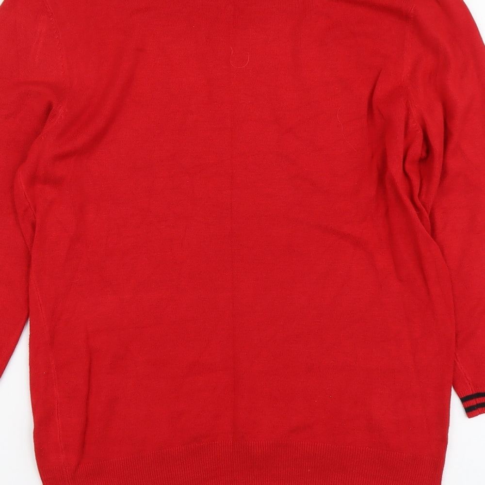 Wallis Womens Red Boat Neck Acrylic Pullover Jumper Size 14