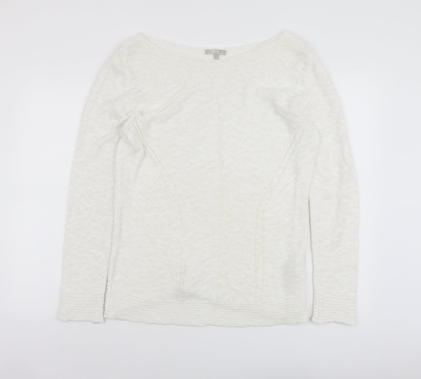 Per Una Womens White Boat Neck Acrylic Pullover Jumper Size 14