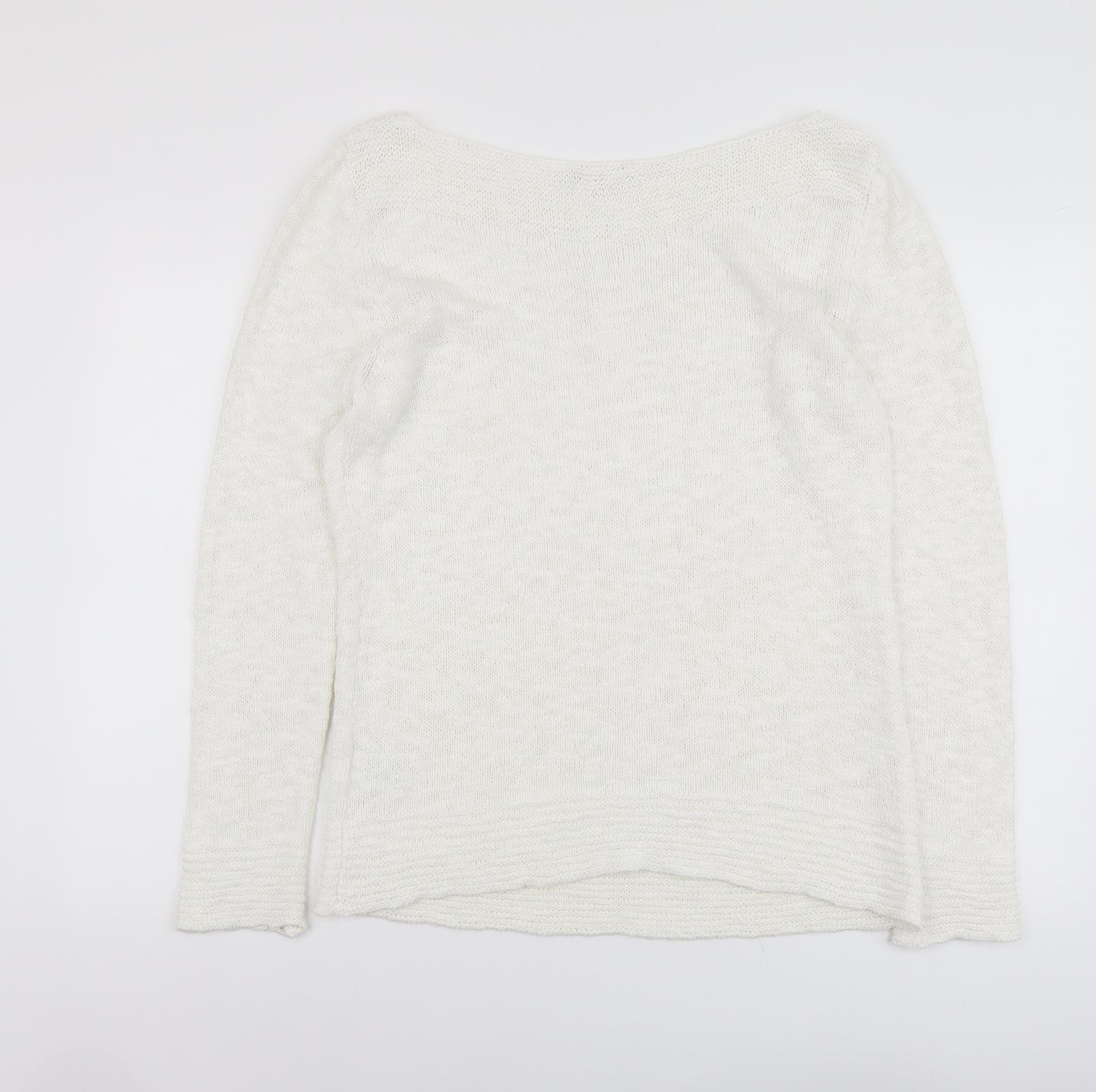 Per Una Womens White Boat Neck Acrylic Pullover Jumper Size 14