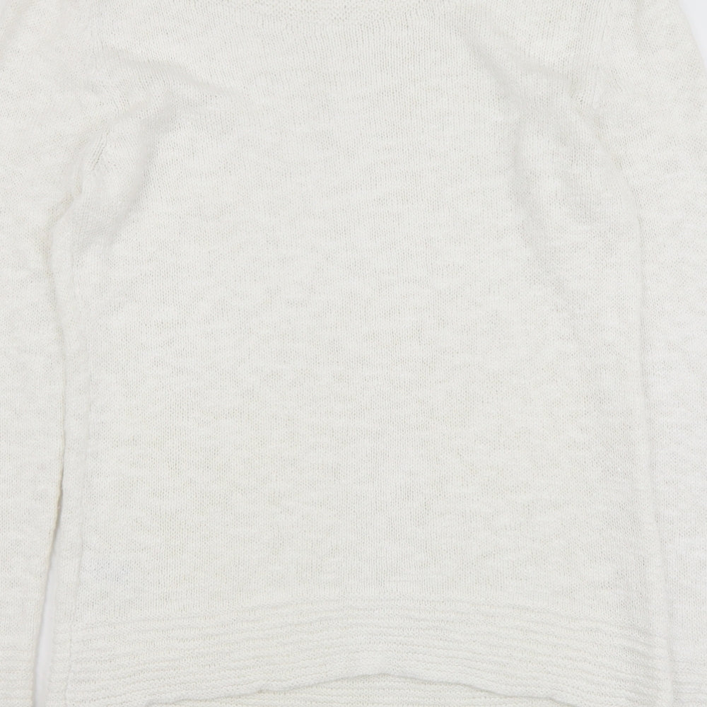 Per Una Womens White Boat Neck Acrylic Pullover Jumper Size 14