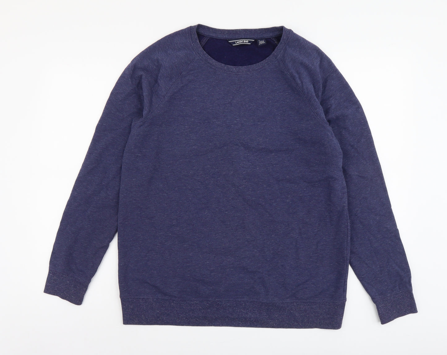 Lands' End Mens Blue Cotton Pullover Sweatshirt Size M