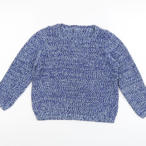Marks and Spencer Womens Blue Boat Neck Cotton Pullover Jumper Size 10