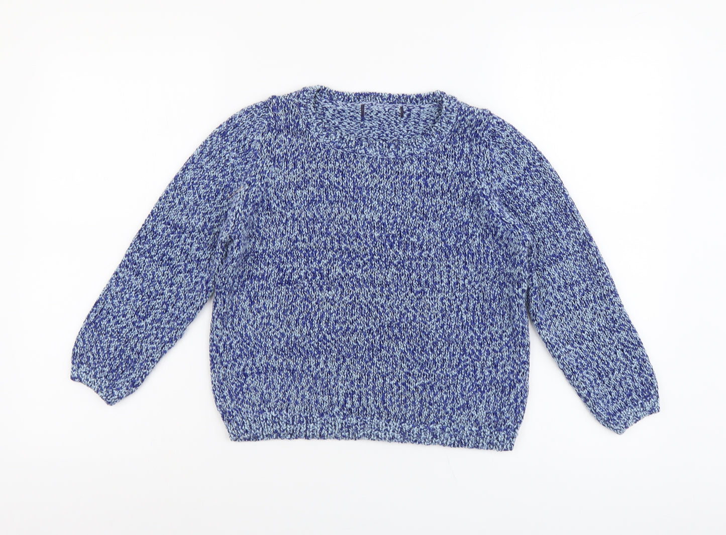 Marks and Spencer Womens Blue Boat Neck Cotton Pullover Jumper Size 10