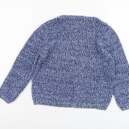 Marks and Spencer Womens Blue Boat Neck Cotton Pullover Jumper Size 10