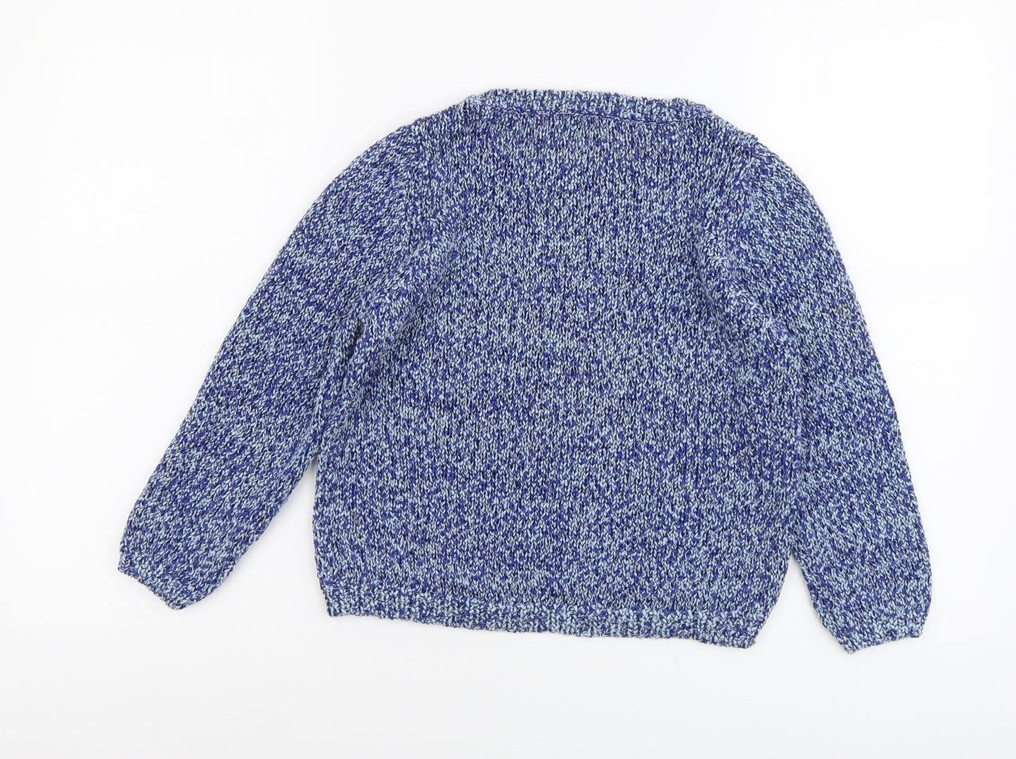 Marks and Spencer Womens Blue Boat Neck Cotton Pullover Jumper Size 10