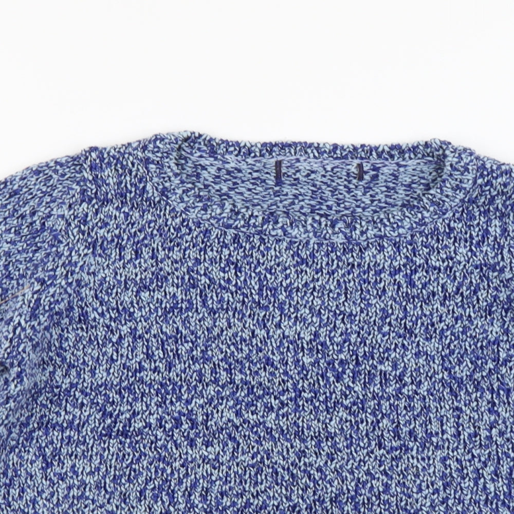 Marks and Spencer Womens Blue Boat Neck Cotton Pullover Jumper Size 10