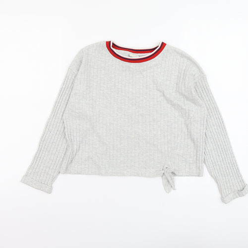 Zara Girls Grey Cotton Basic T-Shirt Size 10 Years Round Neck Pullover
