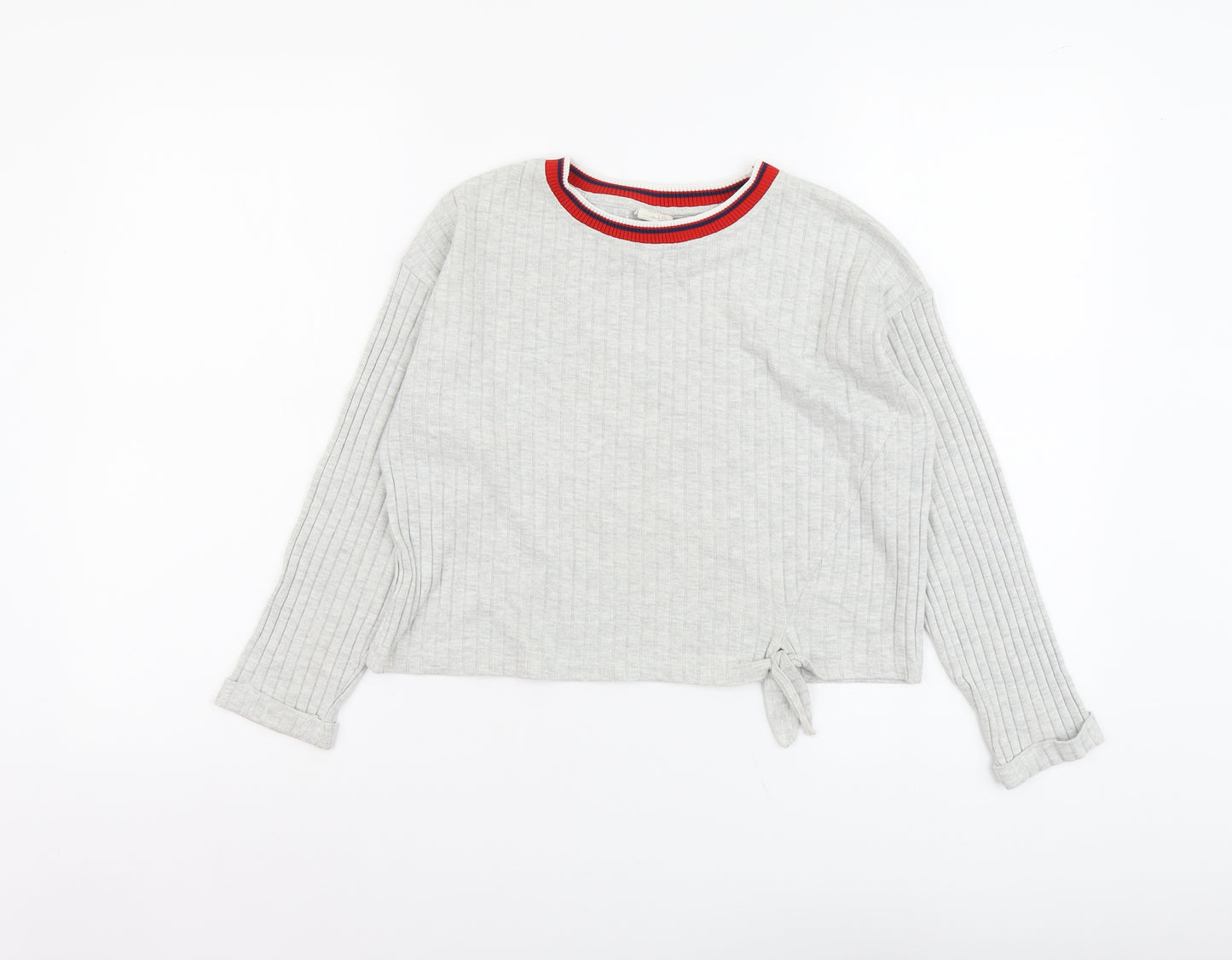 Zara Girls Grey Cotton Basic T-Shirt Size 10 Years Round Neck Pullover