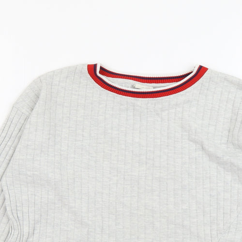 Zara Girls Grey Cotton Basic T-Shirt Size 10 Years Round Neck Pullover