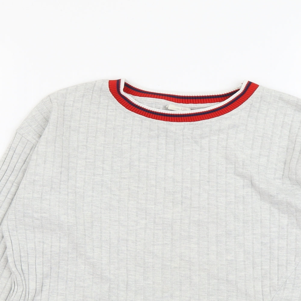 Zara Girls Grey Cotton Basic T-Shirt Size 10 Years Round Neck Pullover