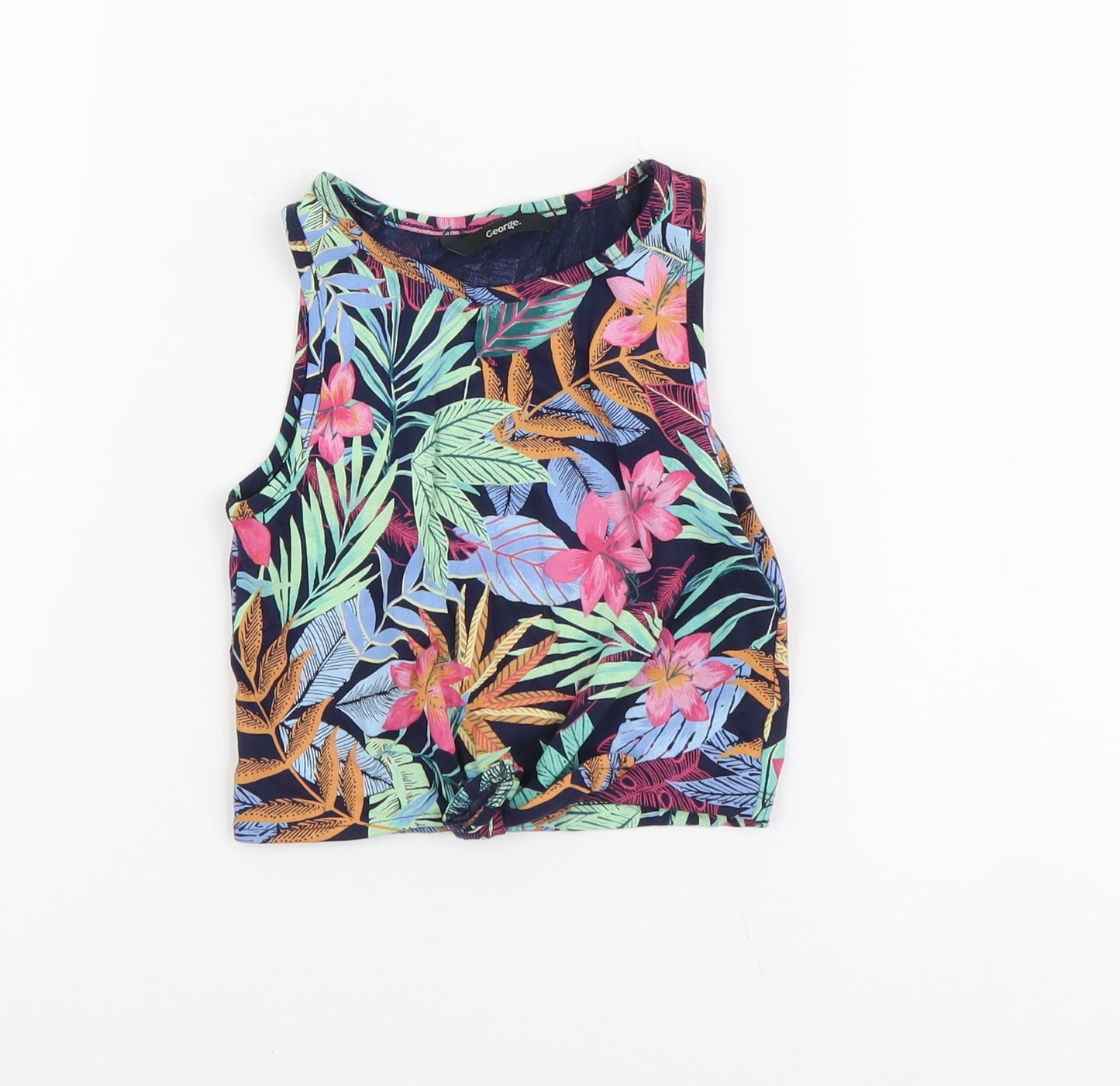 George Girls Multicoloured Geometric Cotton Basic Tank Size 6-7 Years Scoop Neck Pullover
