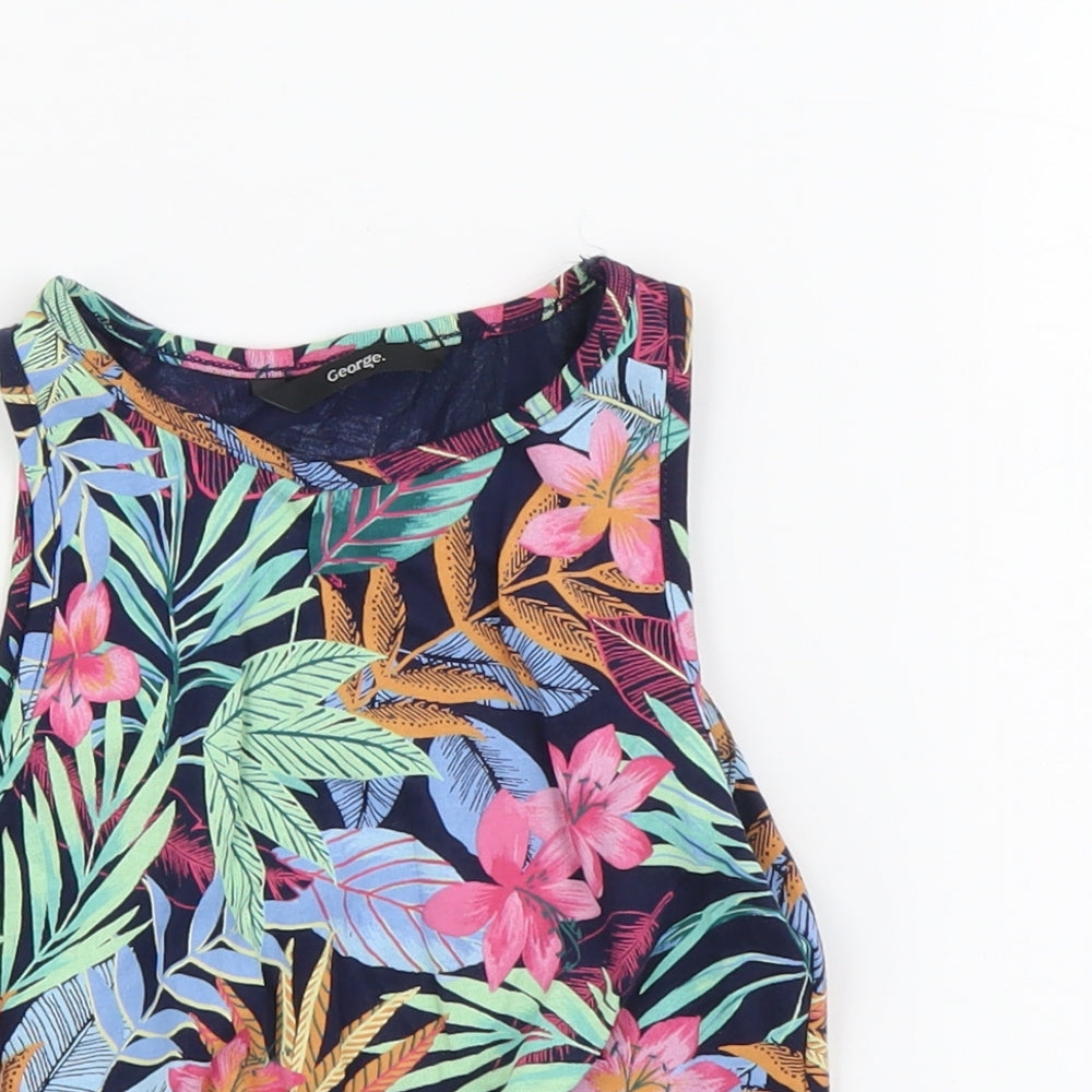 George Girls Multicoloured Geometric Cotton Basic Tank Size 6-7 Years Scoop Neck Pullover