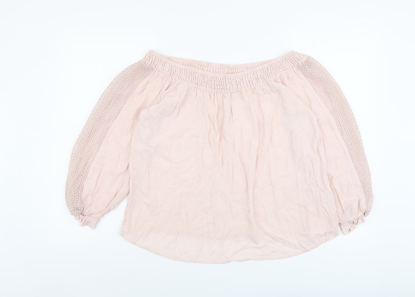 F&F Womens Pink Viscose Basic Blouse Size 16 Off the Shoulder