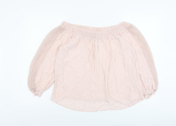 F&F Womens Pink Viscose Basic Blouse Size 16 Off the Shoulder