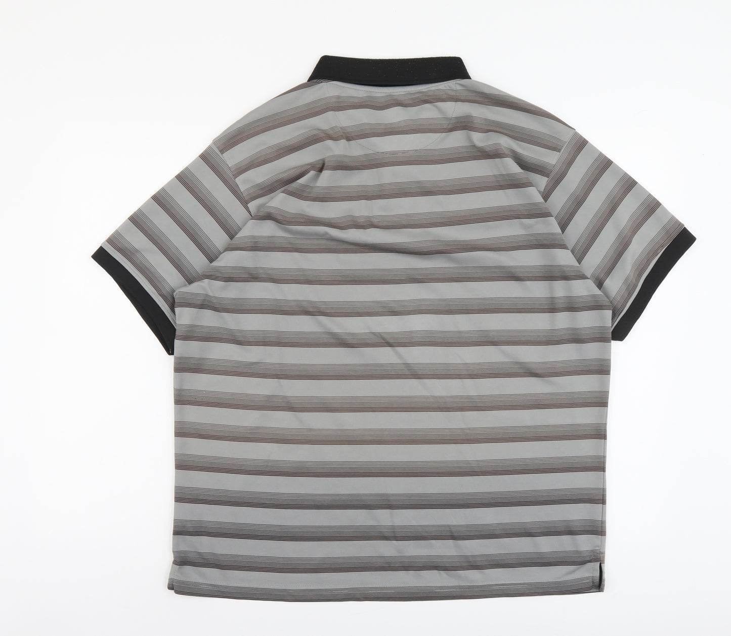 Skopes Mens Grey Striped Polyester Polo Size XL Collared Button