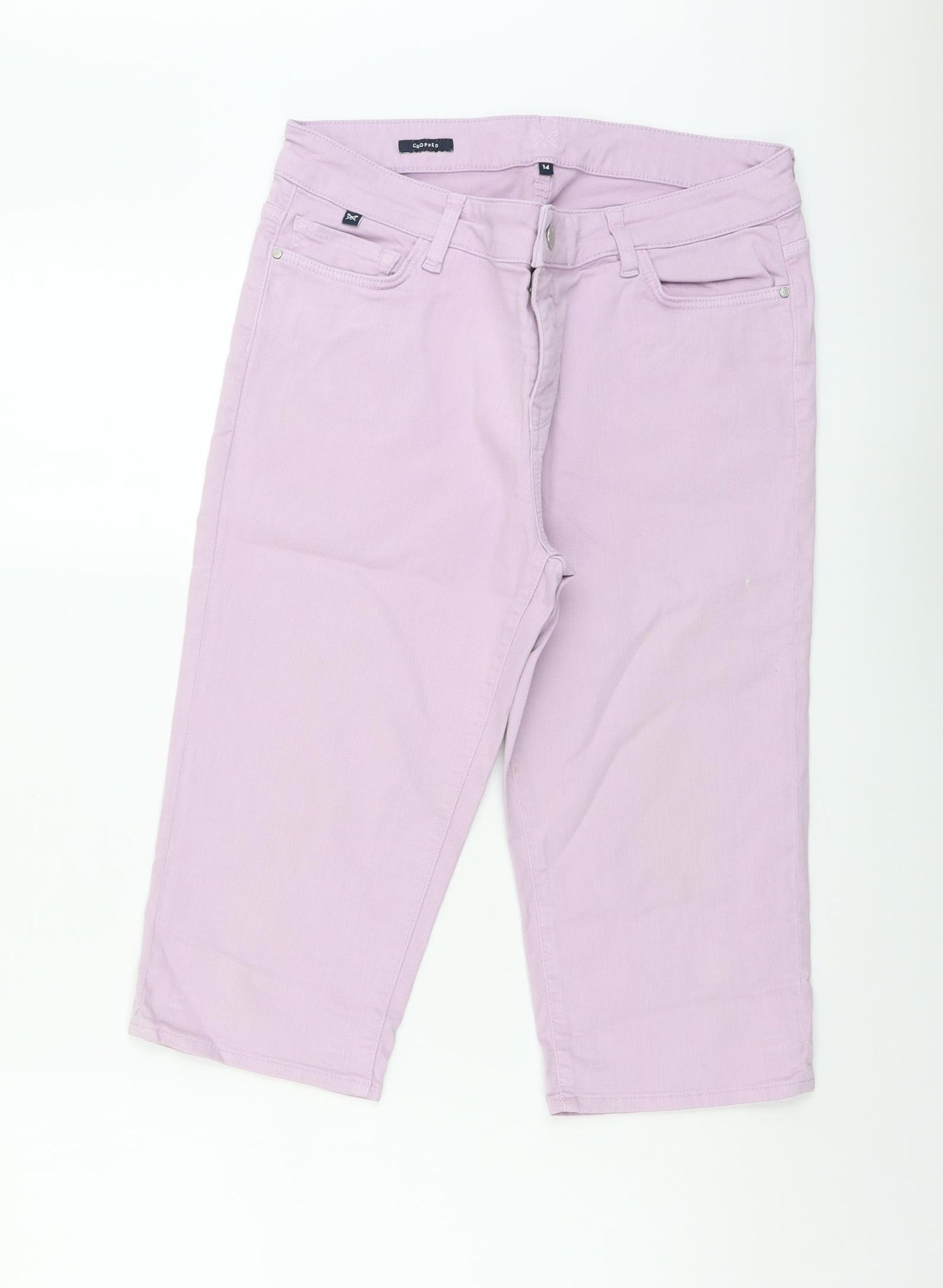Crew Clothing Womens Purple Cotton Bermuda Shorts Size 14 L16 in Regular Button