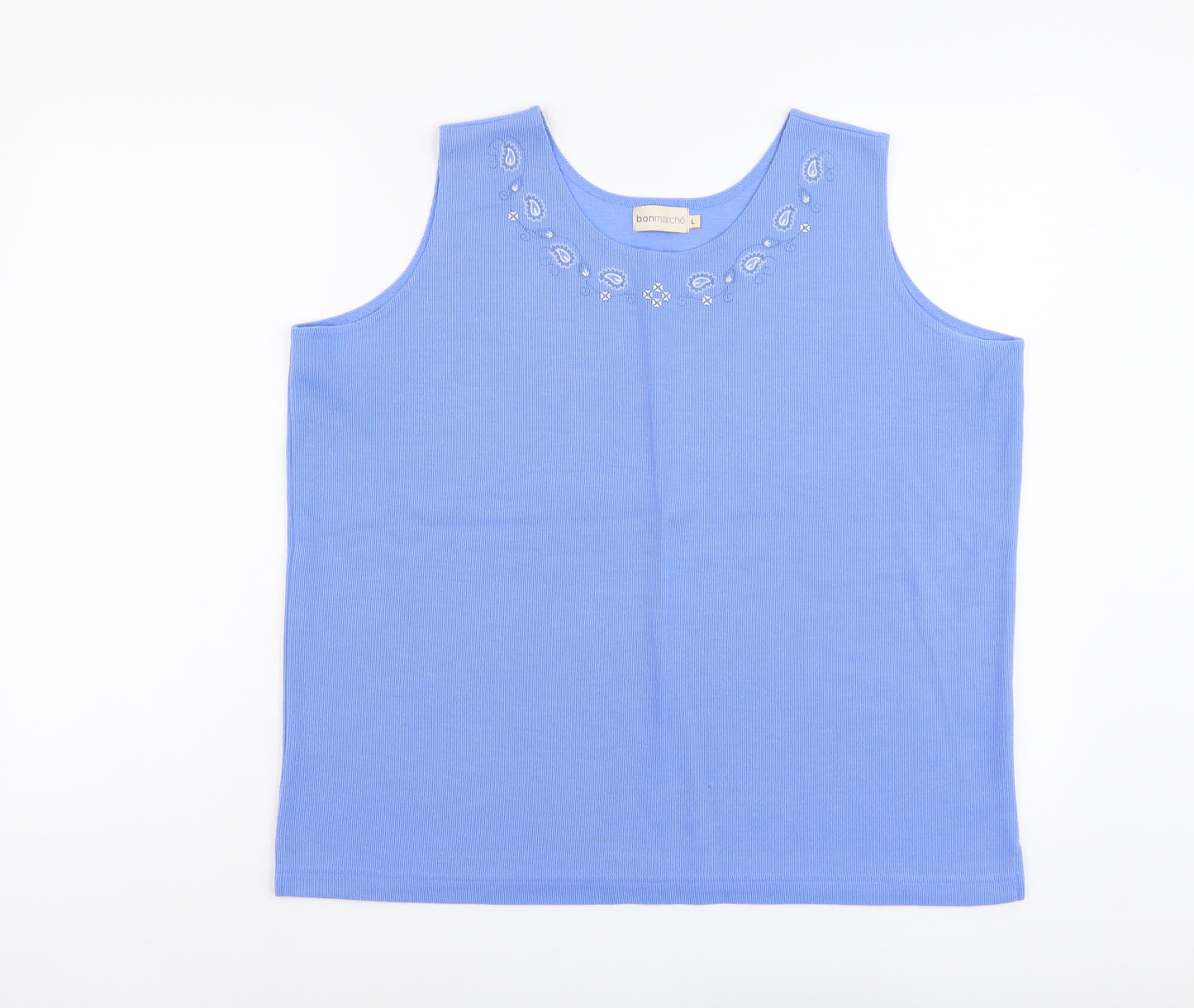 Bonmarché Womens Blue Polyester Basic Tank Size L Scoop Neck