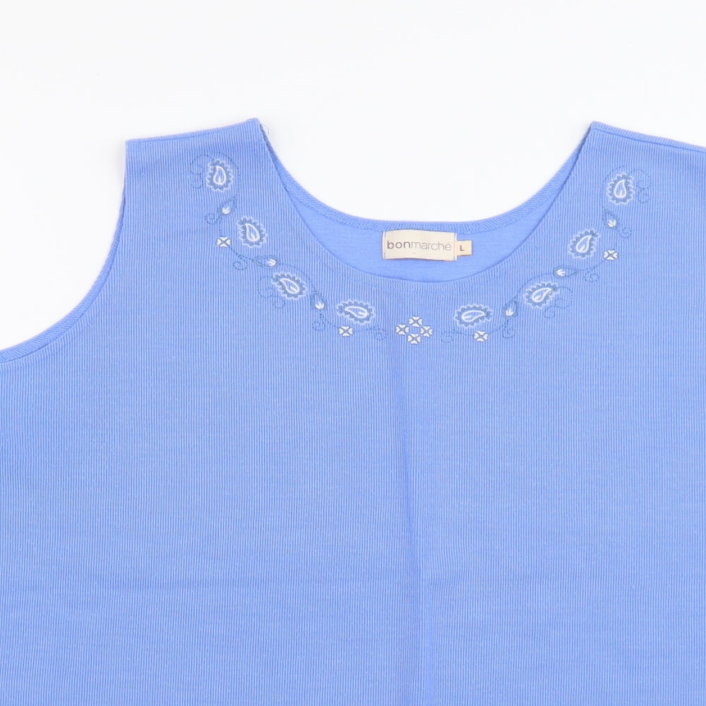 Bonmarché Womens Blue Polyester Basic Tank Size L Scoop Neck