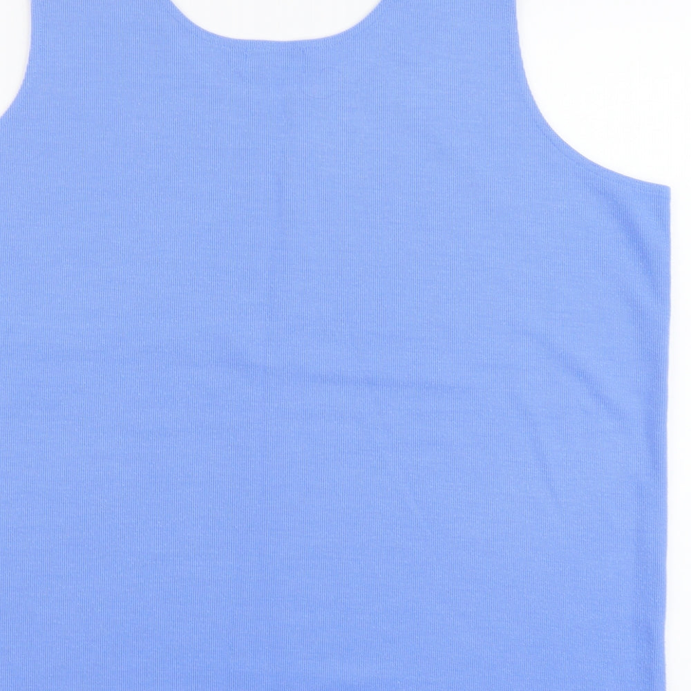 Bonmarché Womens Blue Polyester Basic Tank Size L Scoop Neck