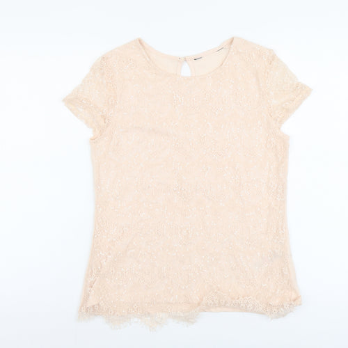 Dorothy Perkins Womens Pink Polyamide Basic T-Shirt Size 12 Scoop Neck