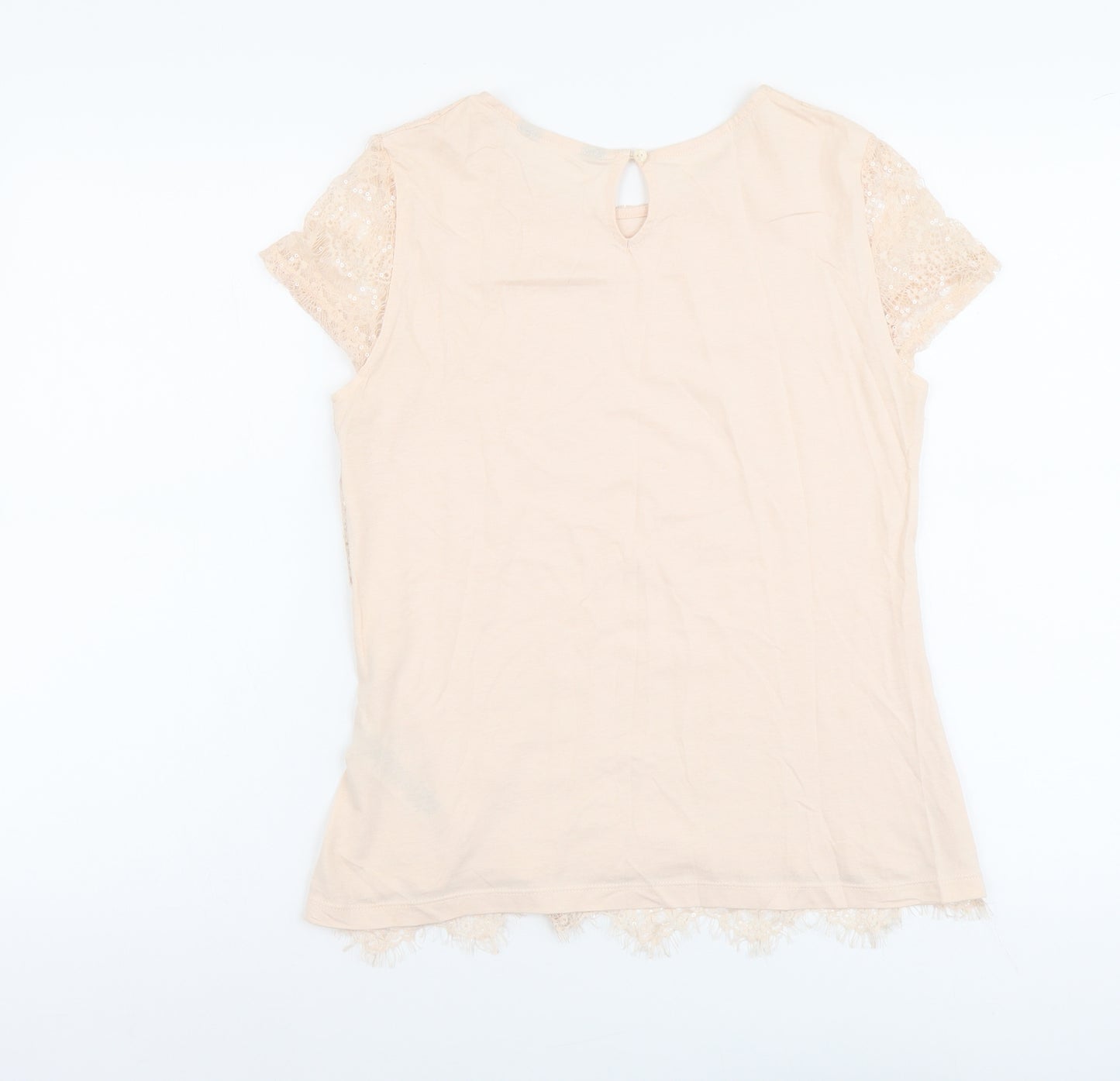 Dorothy Perkins Womens Pink Polyamide Basic T-Shirt Size 12 Scoop Neck