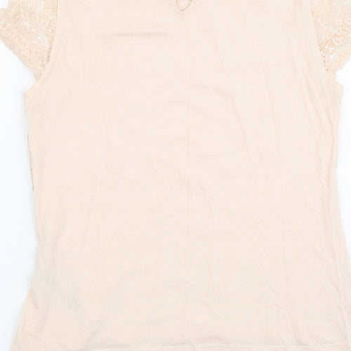Dorothy Perkins Womens Pink Polyamide Basic T-Shirt Size 12 Scoop Neck