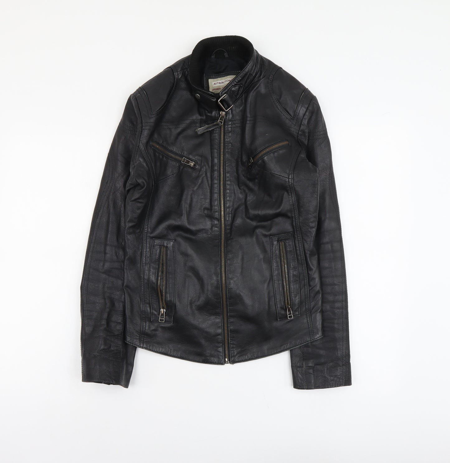 Attraction Womens Black Biker Jacket Size XL Zip