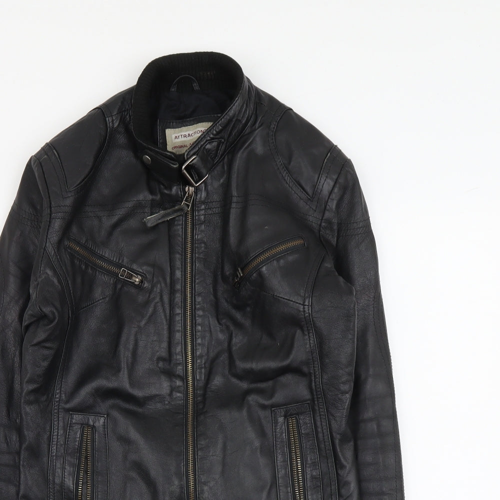 Attraction Womens Black Biker Jacket Size XL Zip
