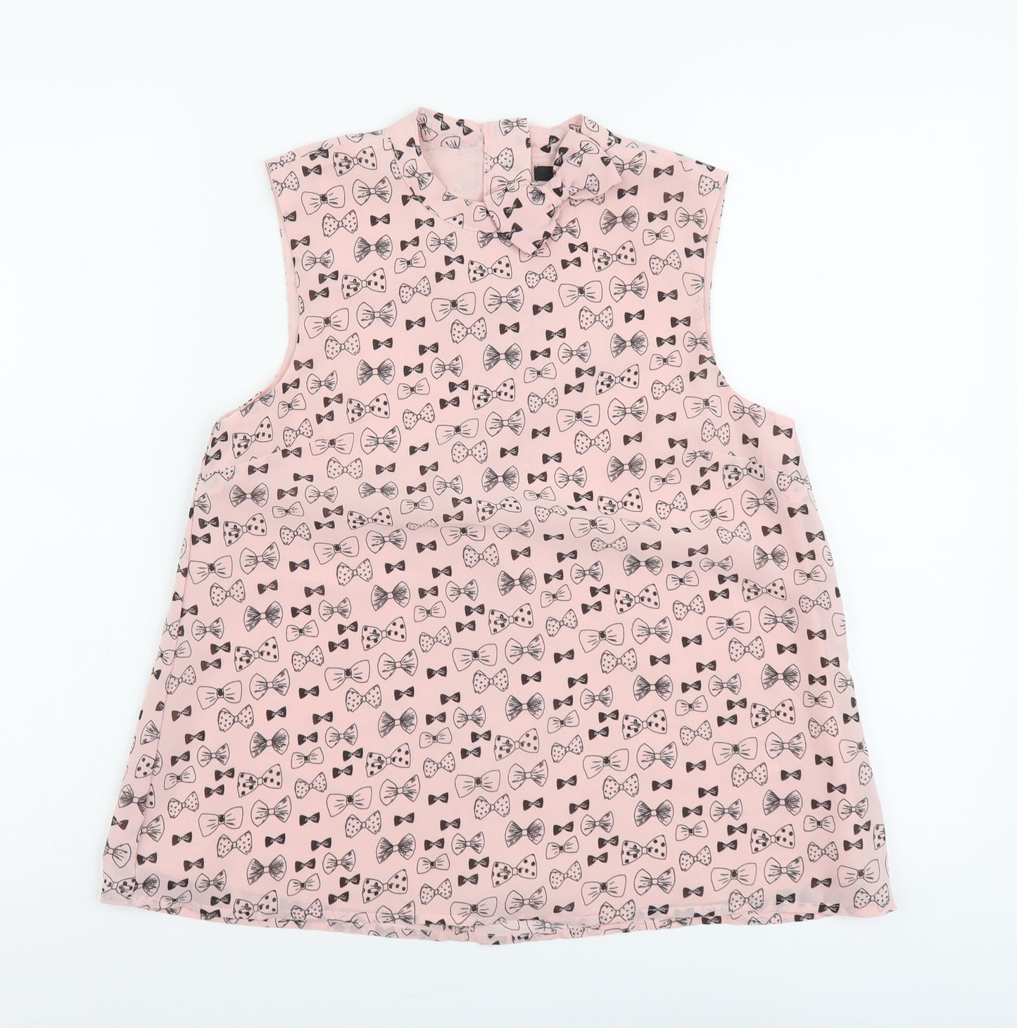 George Girls Pink Geometric Polyester Basic Blouse Size 12-13 Years Round Neck Zip - Bow Pattern
