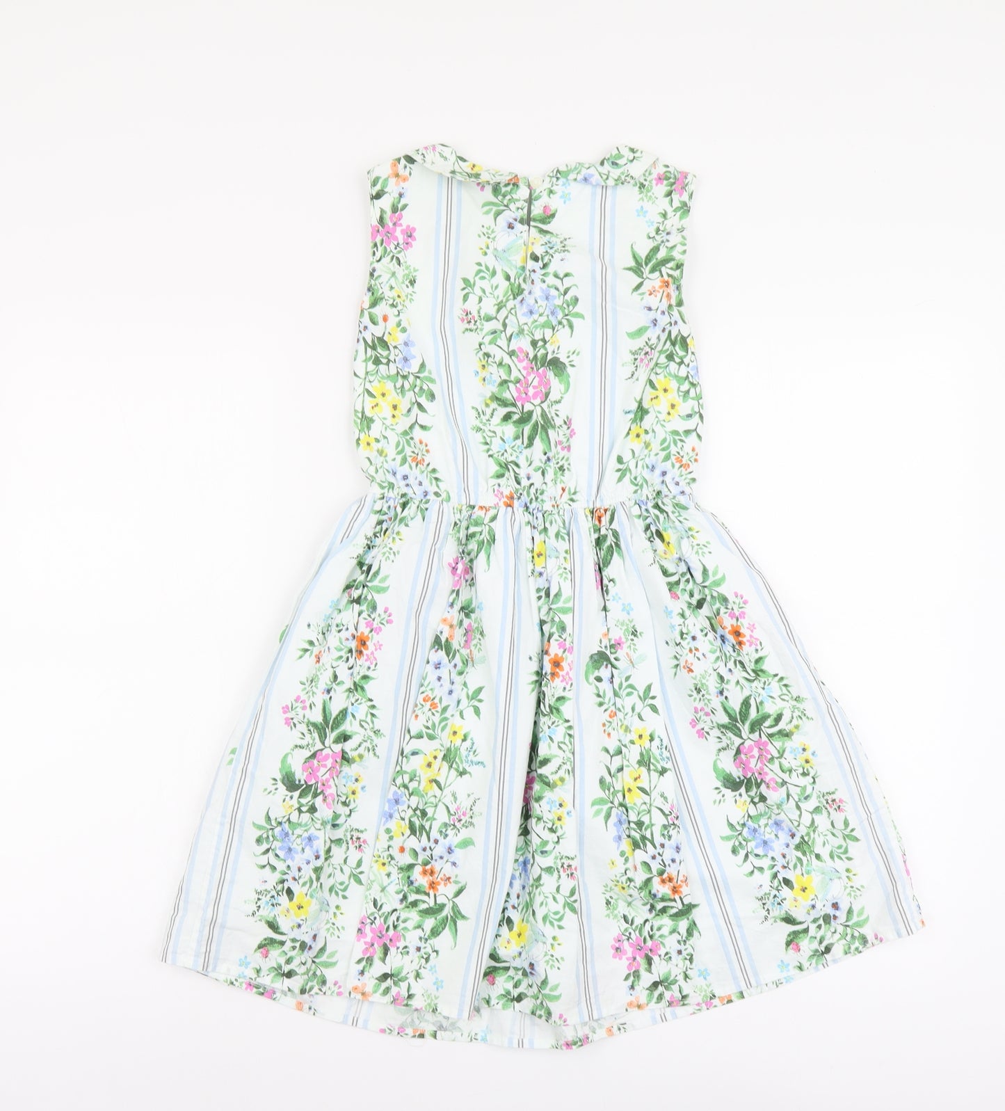 NEXT Girls Multicoloured Floral Cotton Skater Dress Size 10 Years Round Neck Button