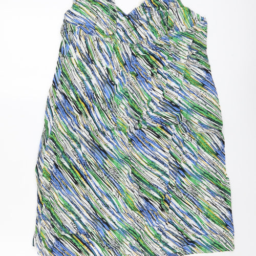 Striking Womens Multicoloured Geometric Viscose Basic Tank Size XL V-Neck