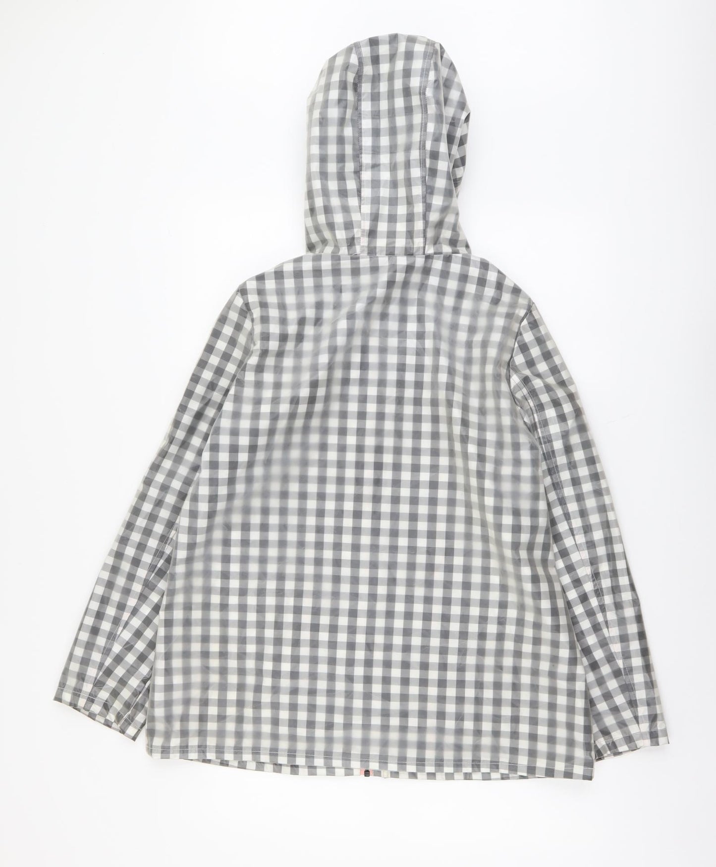 TU Womens Black Geometric Rain Coat Coat Size 12 Zip