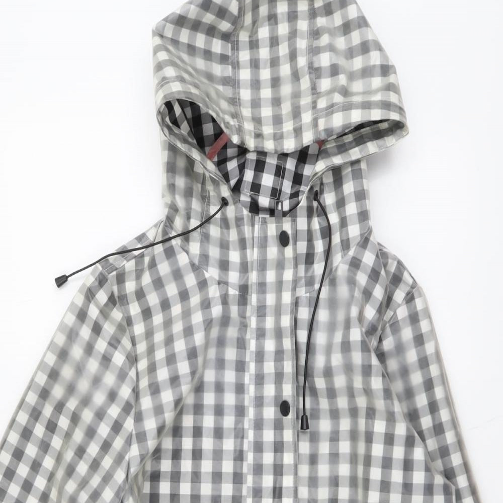 TU Womens Black Geometric Rain Coat Coat Size 12 Zip