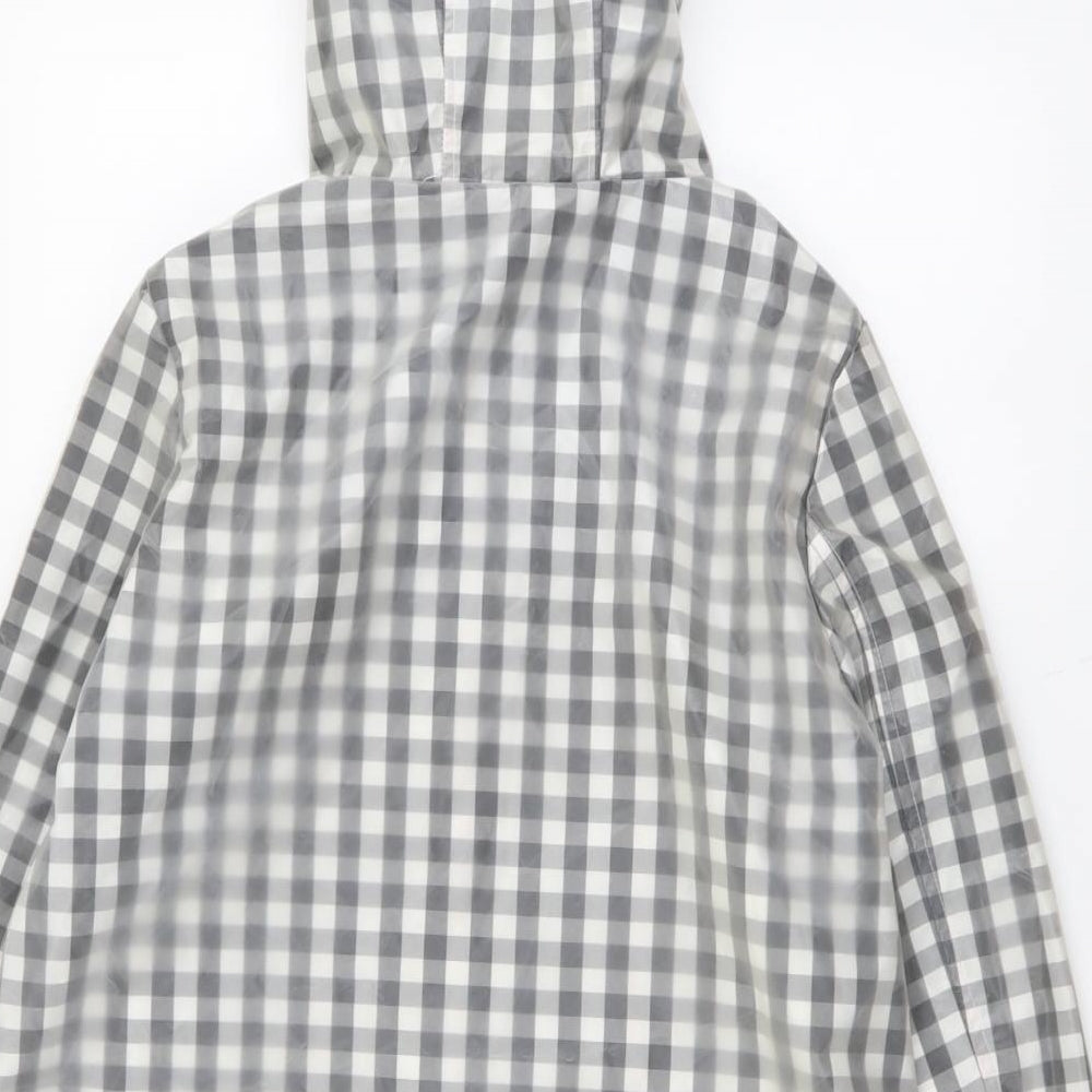 TU Womens Black Geometric Rain Coat Coat Size 12 Zip