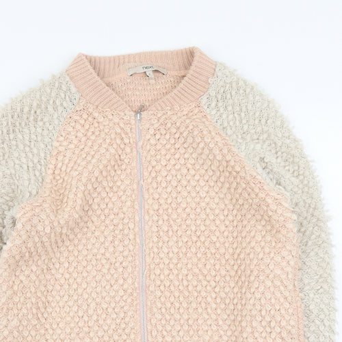 NEXT Womens Pink Round Neck Acrylic Full Zip Jumper Size 8