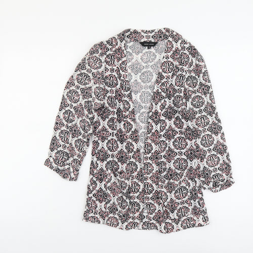 New Look Womens Pink Geometric Viscose Kimono Blouse Size 8 V-Neck