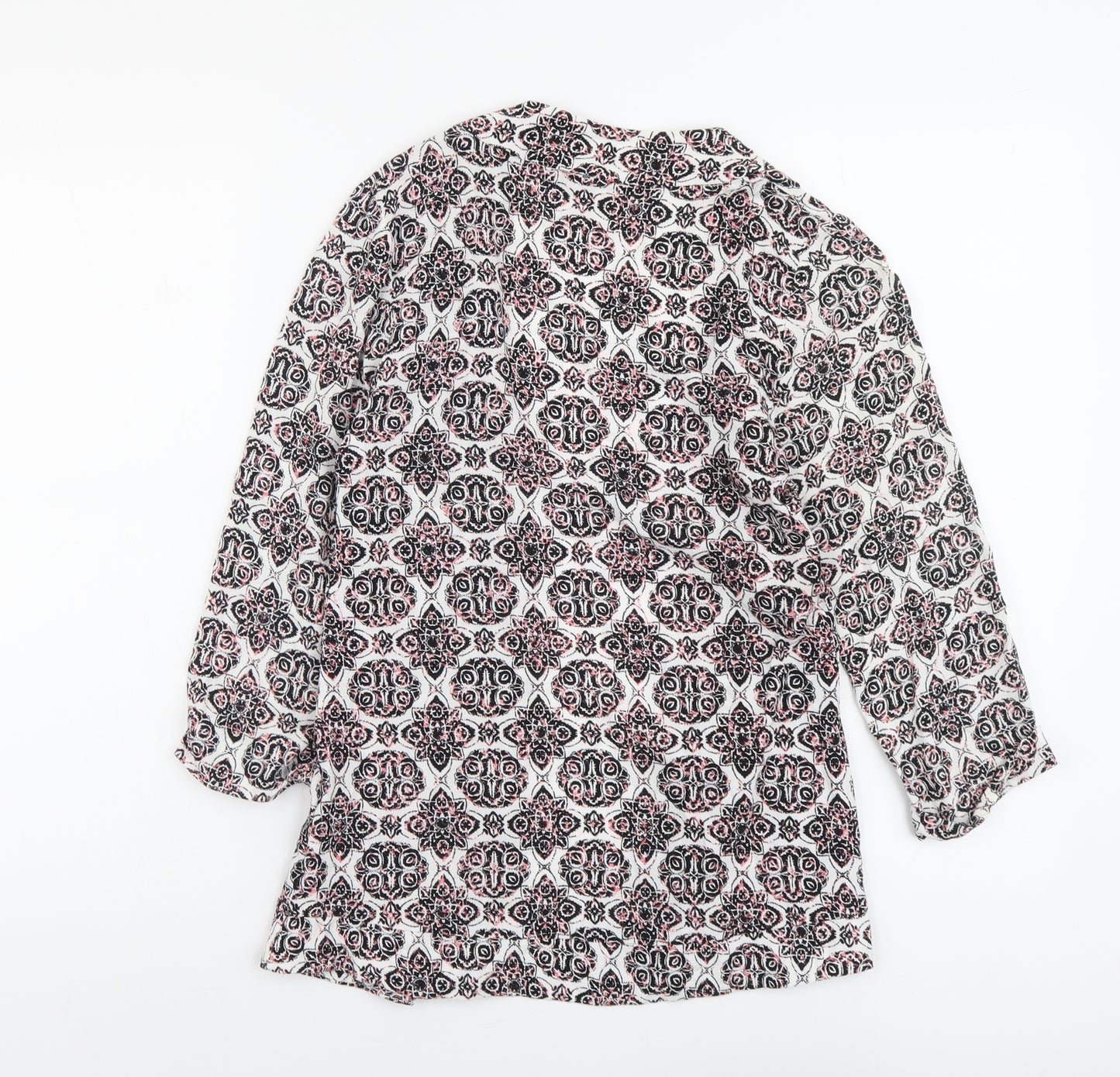 New Look Womens Pink Geometric Viscose Kimono Blouse Size 8 V-Neck