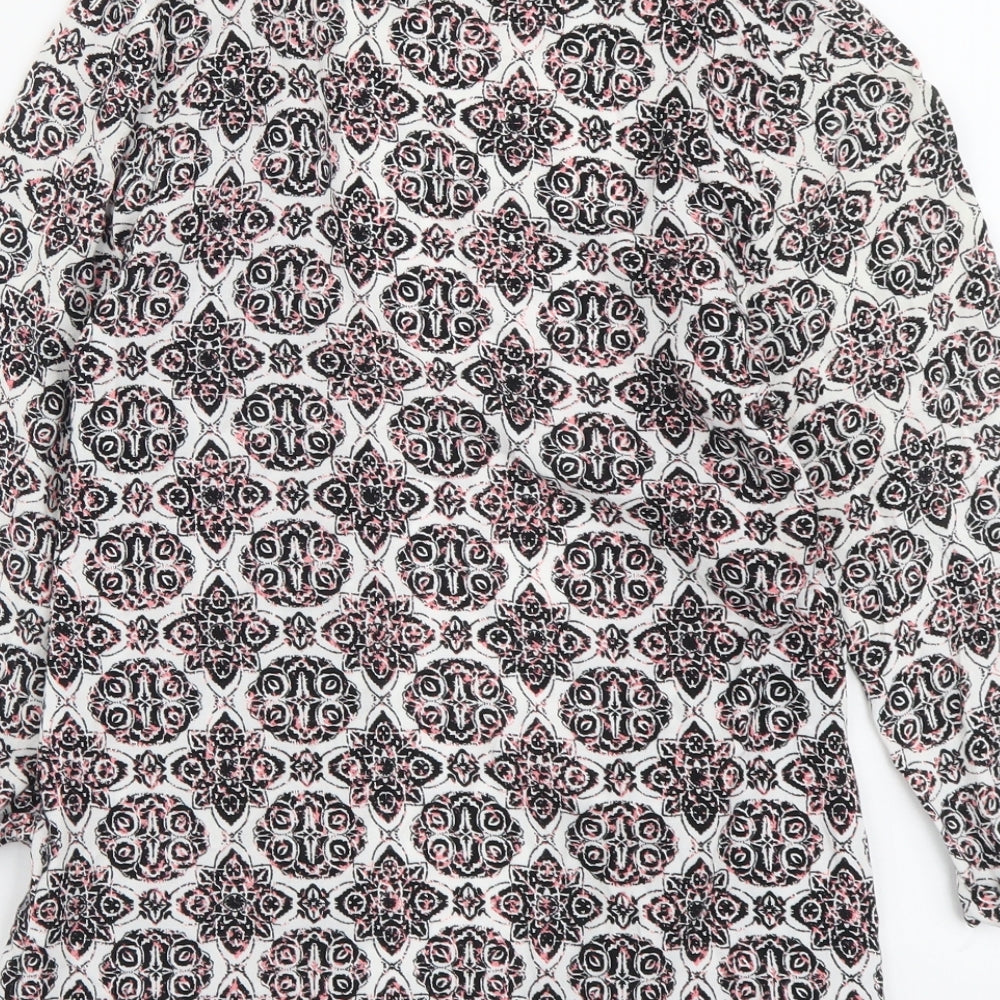 New Look Womens Pink Geometric Viscose Kimono Blouse Size 8 V-Neck