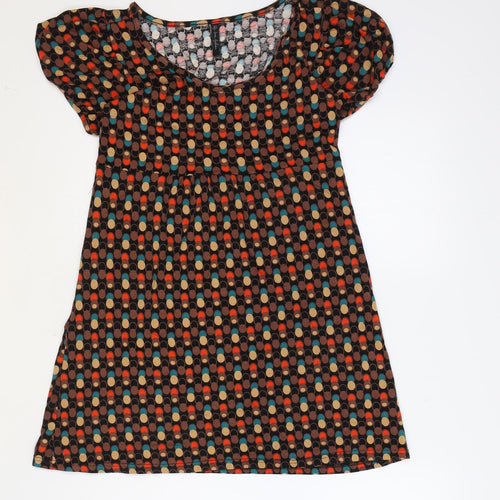 EVIE Womens Multicoloured Geometric Viscose A-Line Size 10 Scoop Neck Pullover