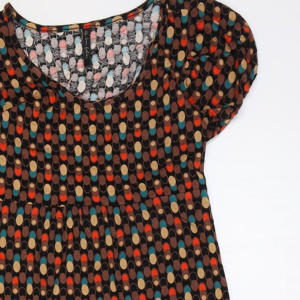 EVIE Womens Multicoloured Geometric Viscose A-Line Size 10 Scoop Neck Pullover